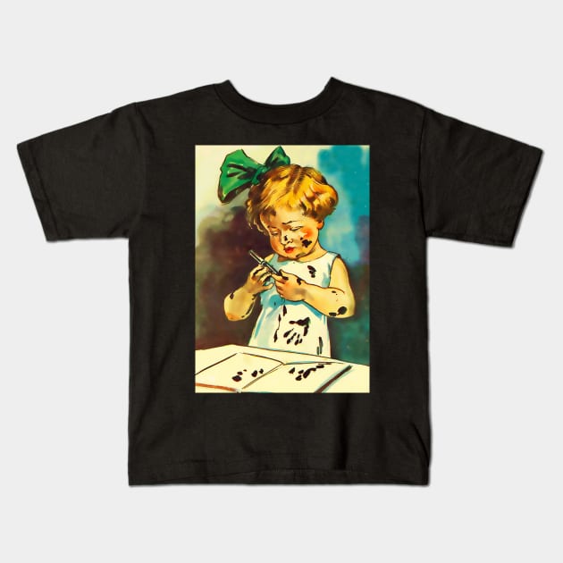 Girl soiled with paint. Kids T-Shirt by Marccelus